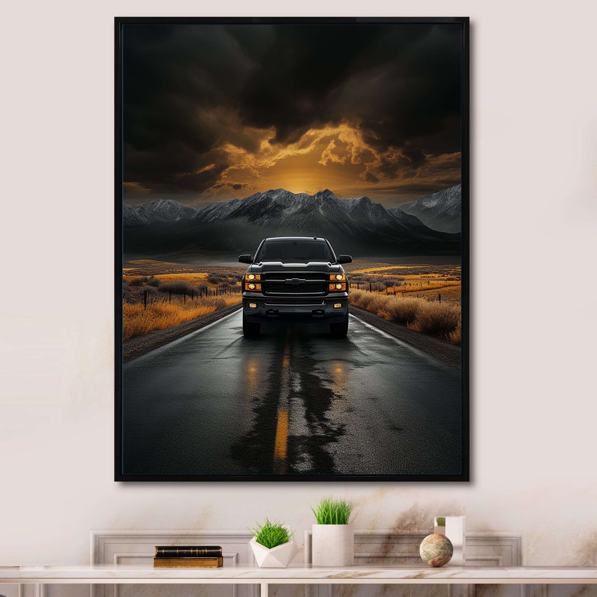 Pickup Truck The Road - Pickup Truck Canvas Wall Art