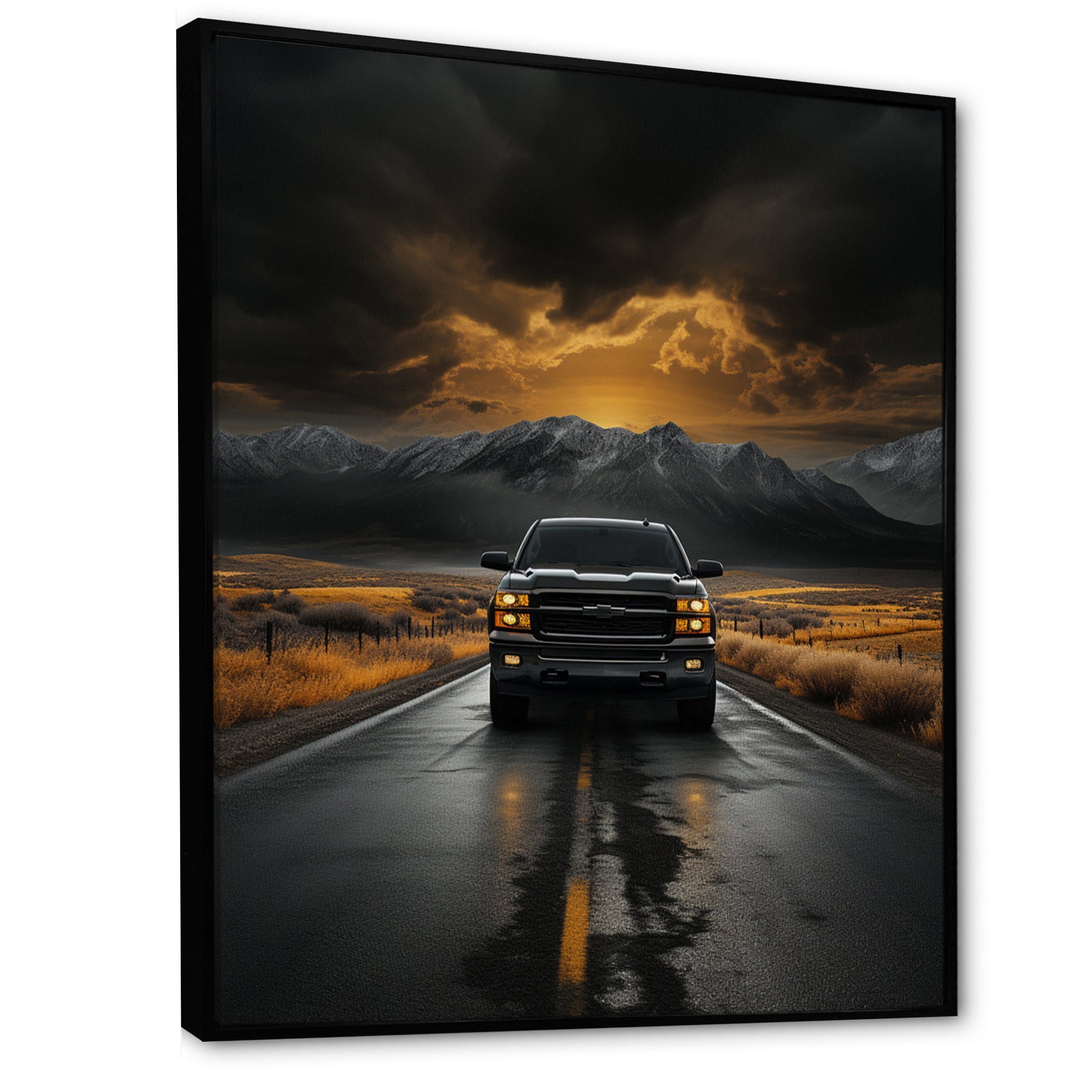 Pickup Truck The Road - Pickup Truck Canvas Wall Art
