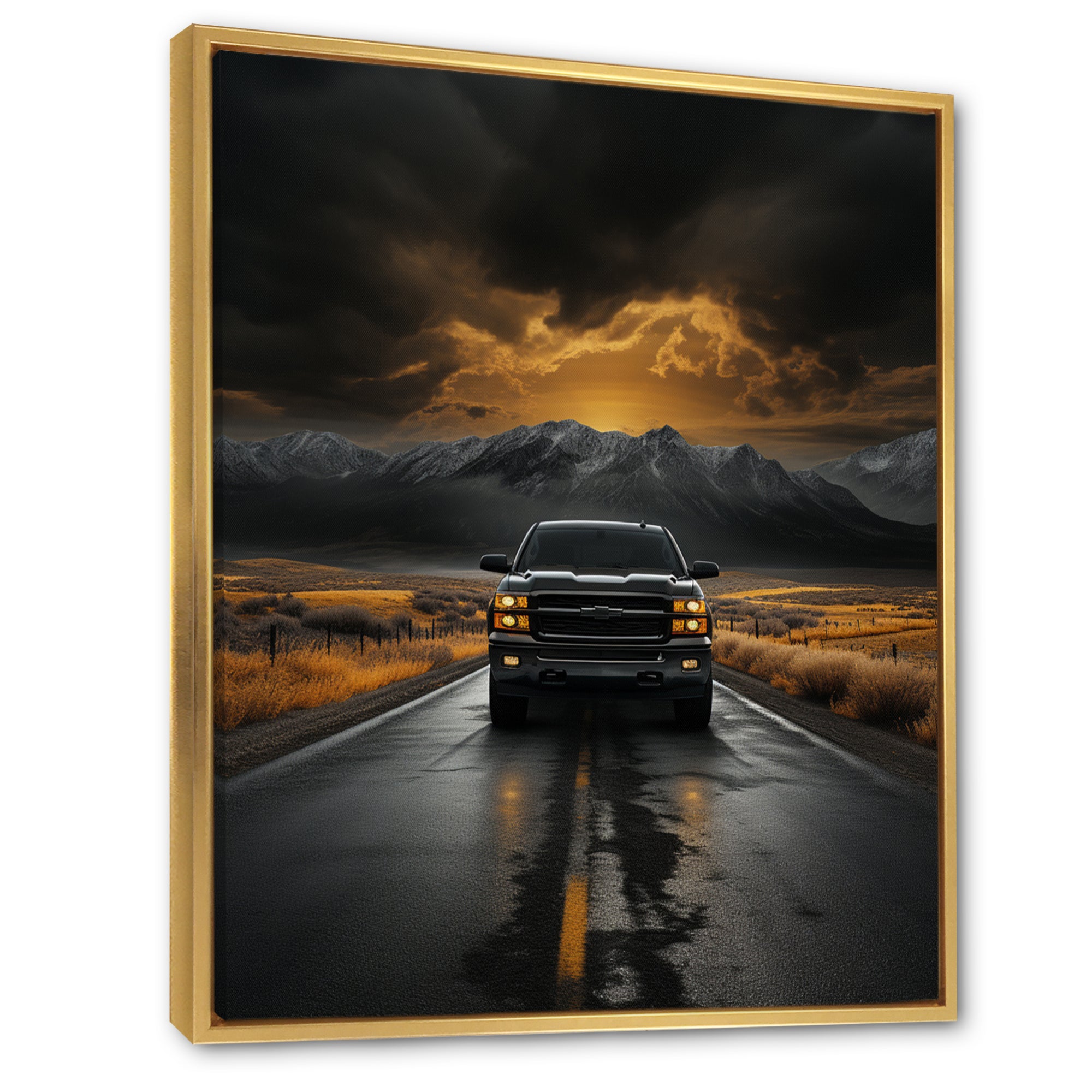 Pickup Truck The Road - Pickup Truck Canvas Wall Art