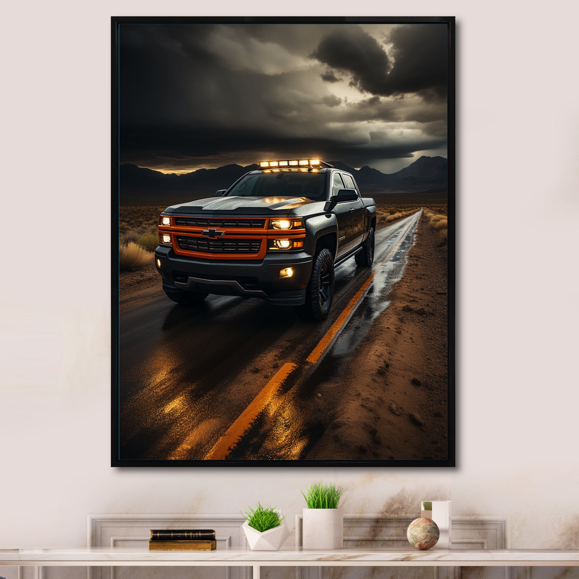 Pickup Truck By The Storm - Pickup Truck Canvas Wall Art
