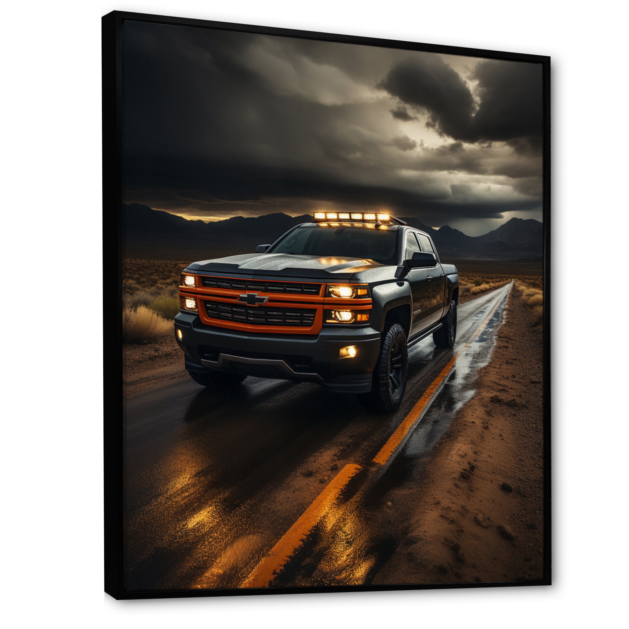 Pickup Truck By The Storm - Pickup Truck Canvas Wall Art