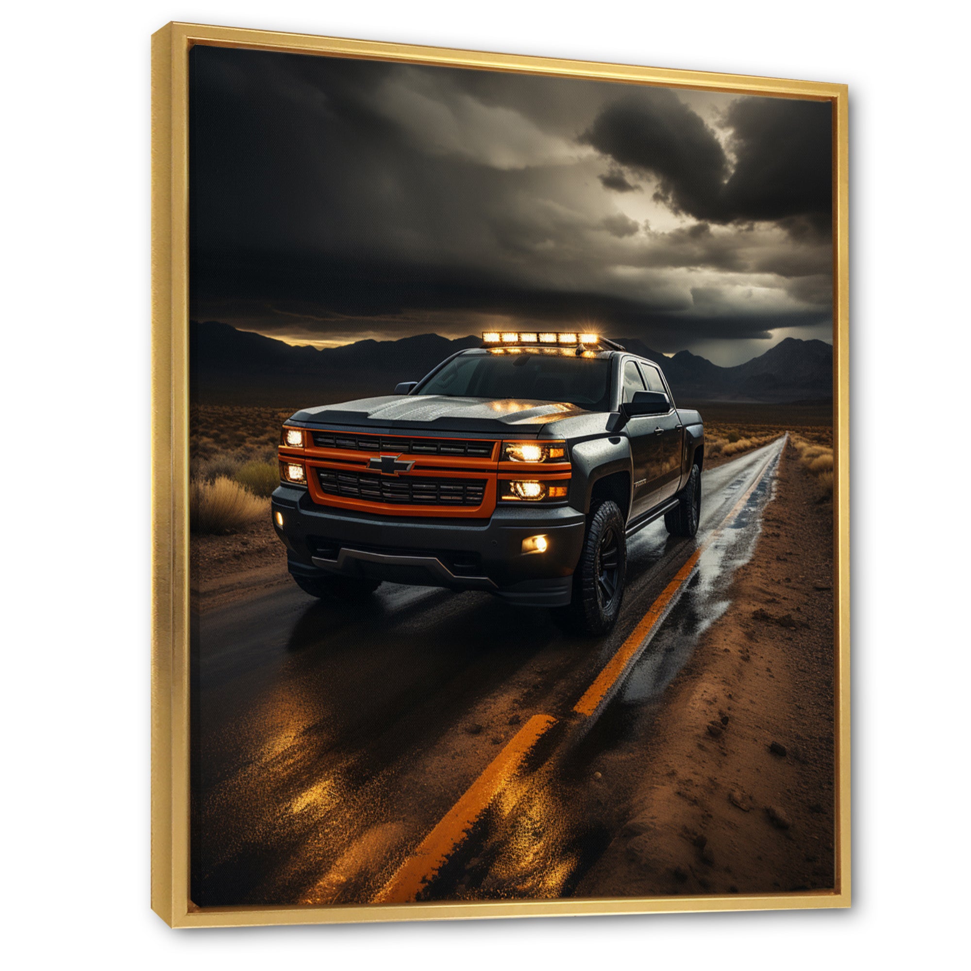 Pickup Truck By The Storm - Pickup Truck Canvas Wall Art