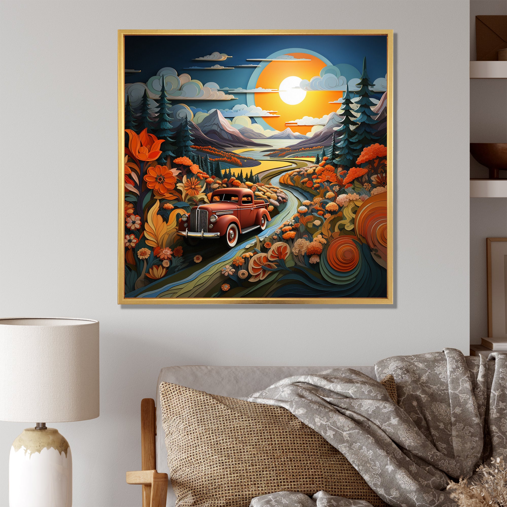 Pickup Truck Vintage Road I - Pickup Truck Canvas Wall Art