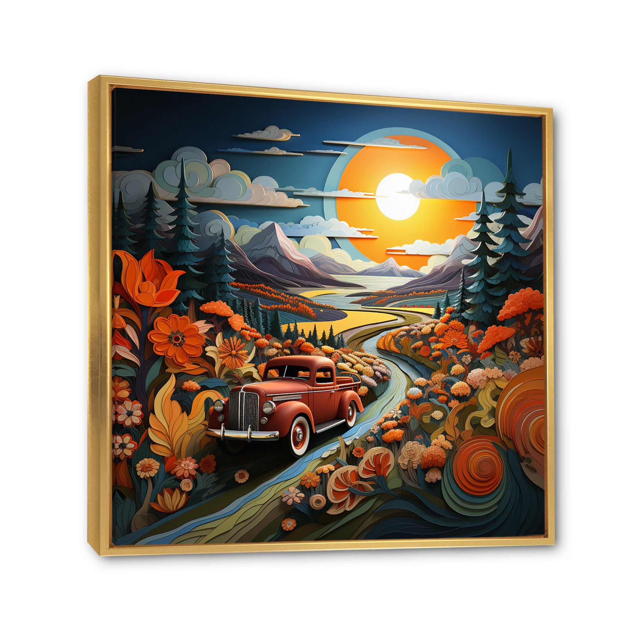 Pickup Truck Vintage Road I - Pickup Truck Canvas Wall Art