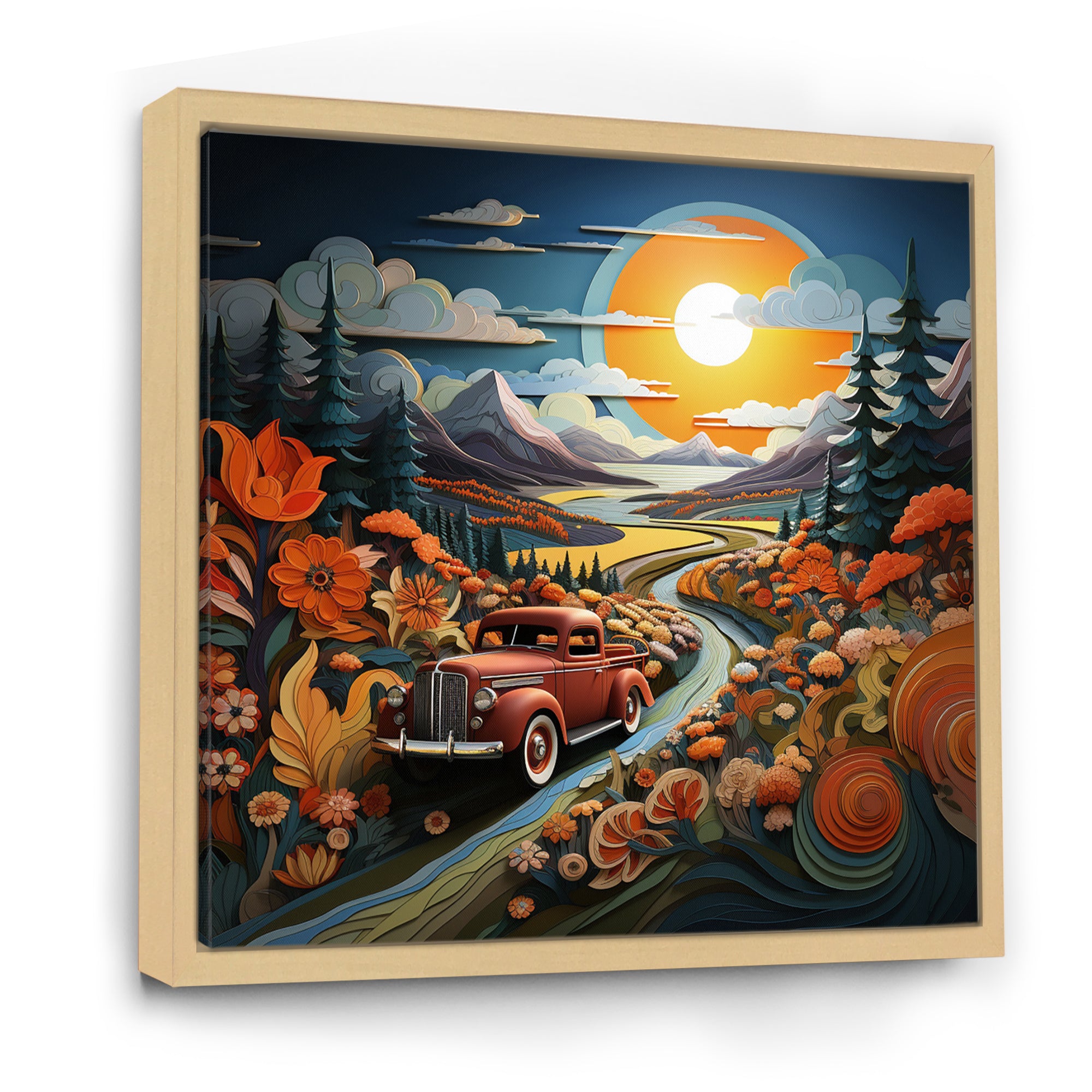 Pickup Truck Vintage Road I - Pickup Truck Canvas Wall Art