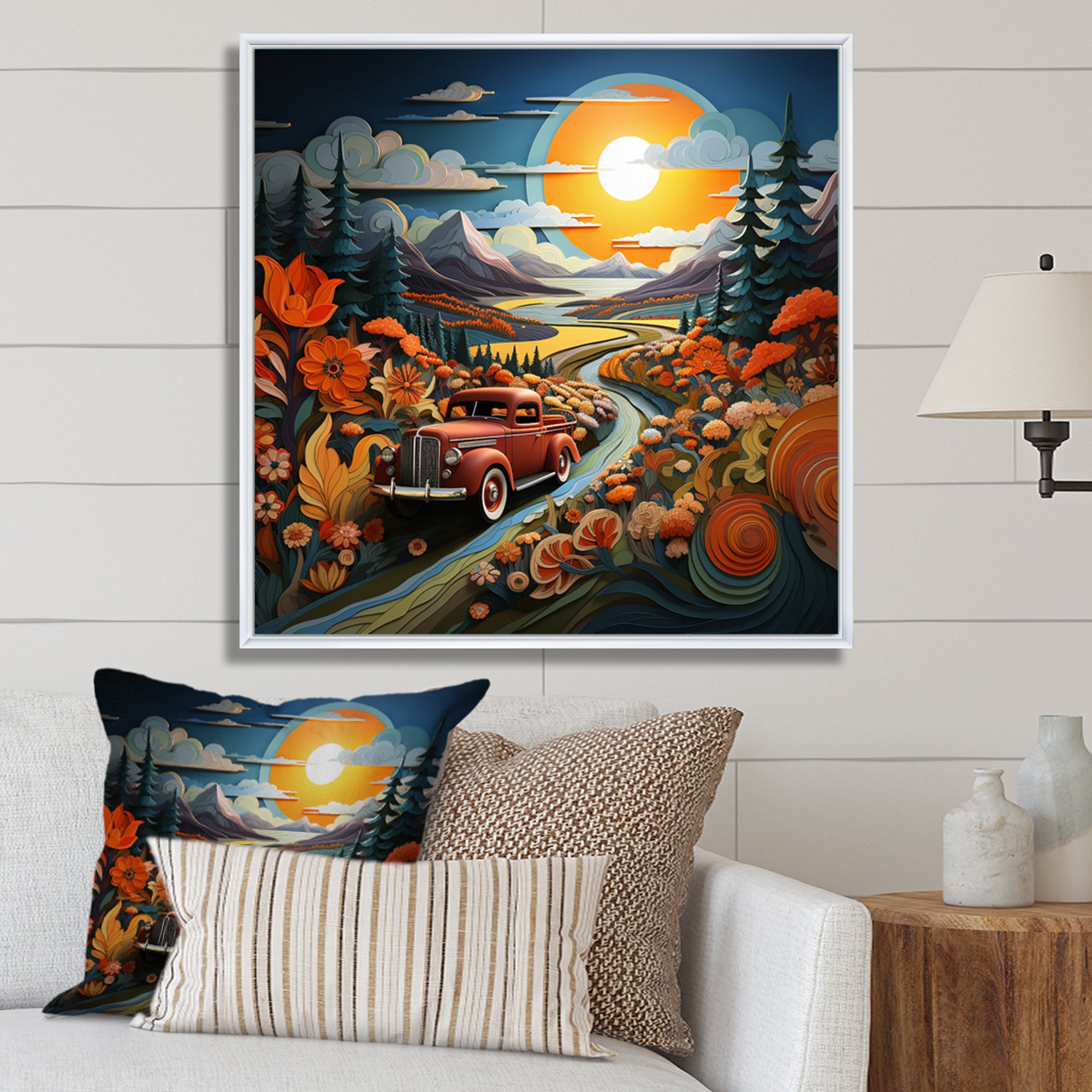 Pickup Truck Vintage Road I - Pickup Truck Canvas Wall Art