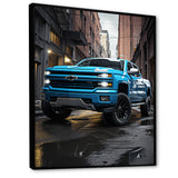 Teal Pickup Truck Urban Explorers - Pickup Truck Canvas Wall Art