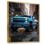 Teal Pickup Truck Urban Explorers - Pickup Truck Canvas Wall Art