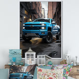 Teal Pickup Truck Urban Explorers - Pickup Truck Canvas Wall Art