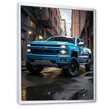 Teal Pickup Truck Urban Explorers - Pickup Truck Canvas Wall Art