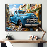 Blue Pickup Truck Urban Explorers I - Pickup Truck Canvas Wall Art