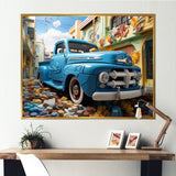Blue Pickup Truck Urban Explorers I - Pickup Truck Canvas Wall Art