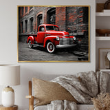 Red Pickup Truck Vintage Hauler I - Pickup Truck Canvas Wall Art