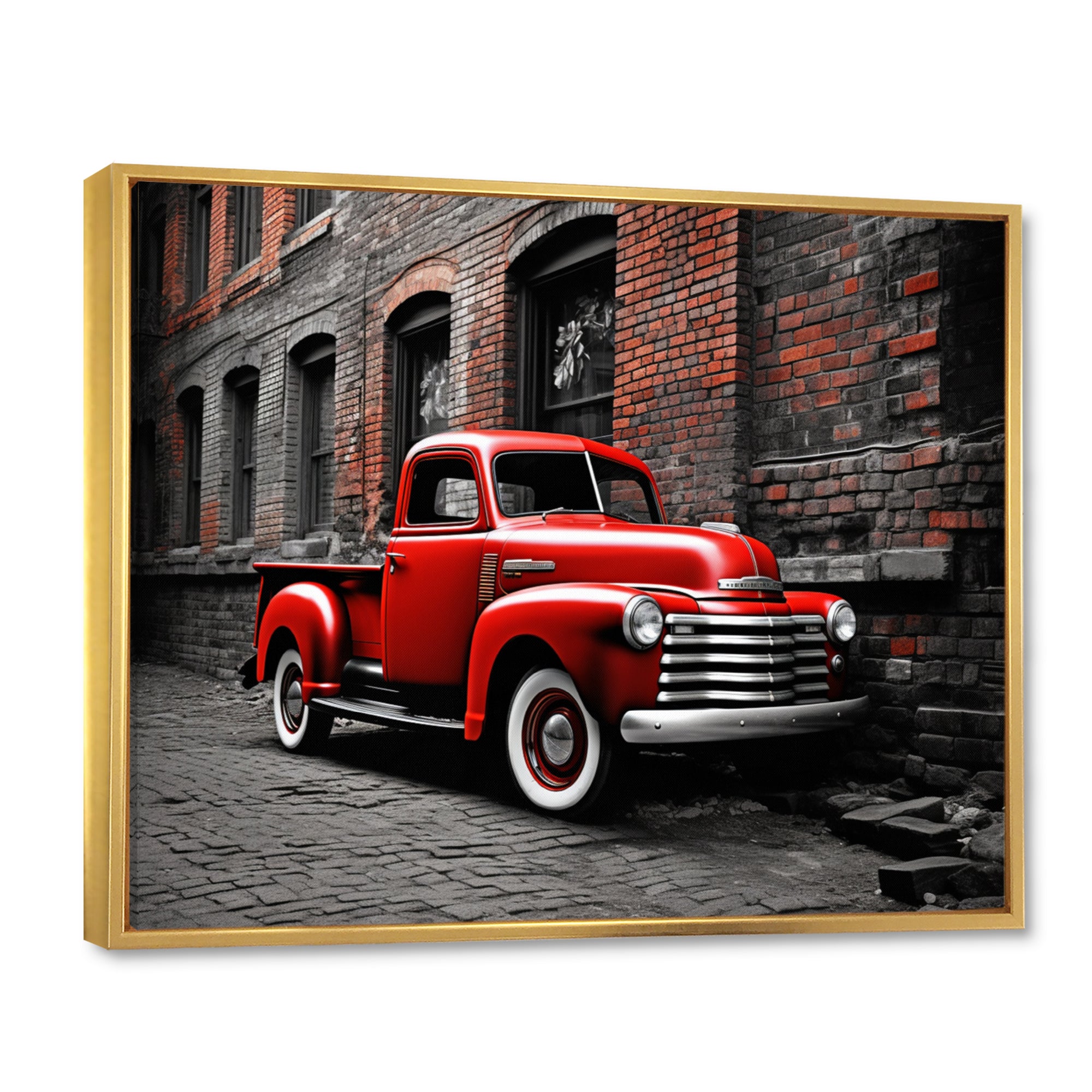 Red Pickup Truck Vintage Hauler I - Pickup Truck Canvas Wall Art