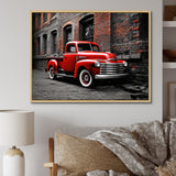 Red Pickup Truck Vintage Hauler I - Pickup Truck Canvas Wall Art