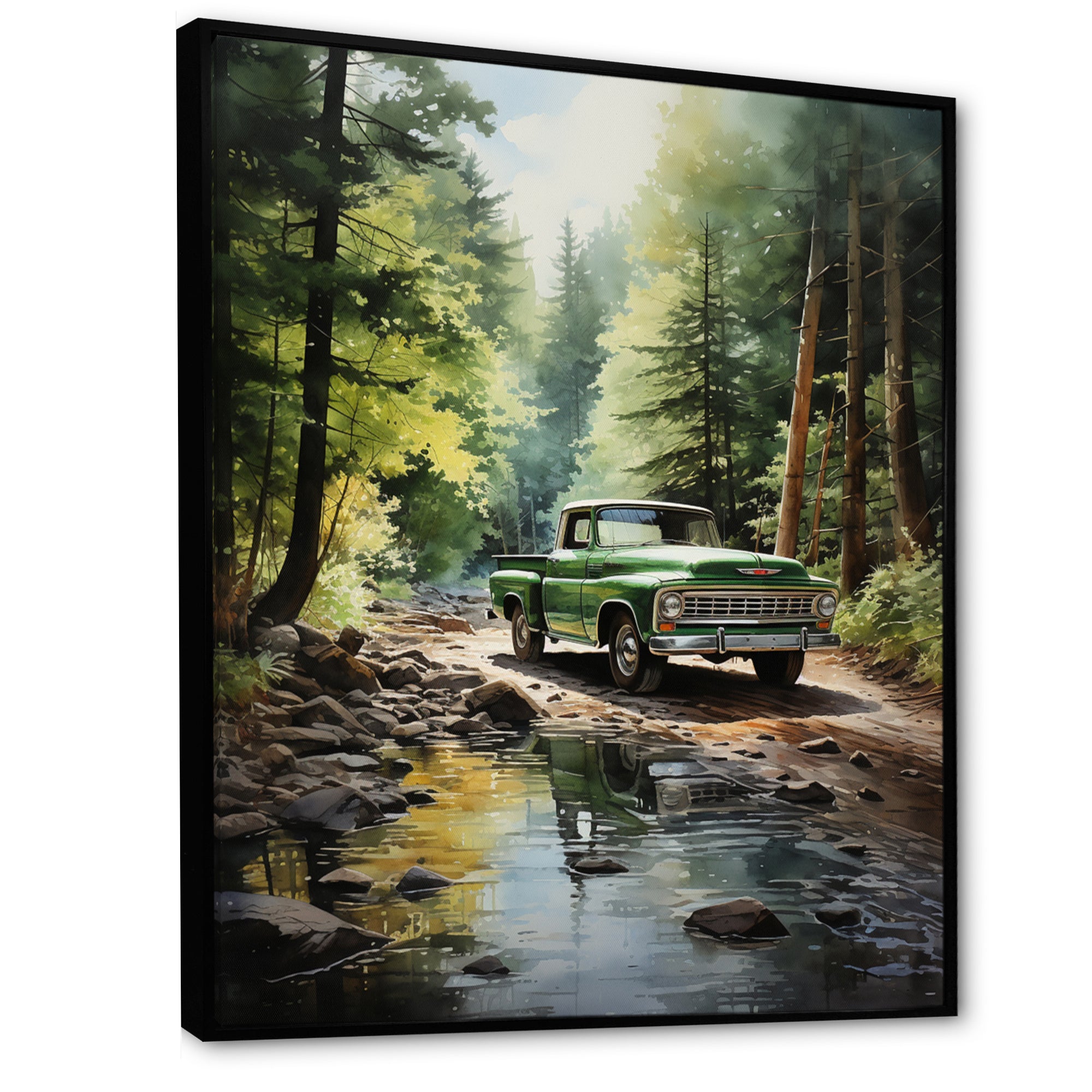 Pickup Truck Whispering Forest I - Pickup Truck Canvas Wall Art