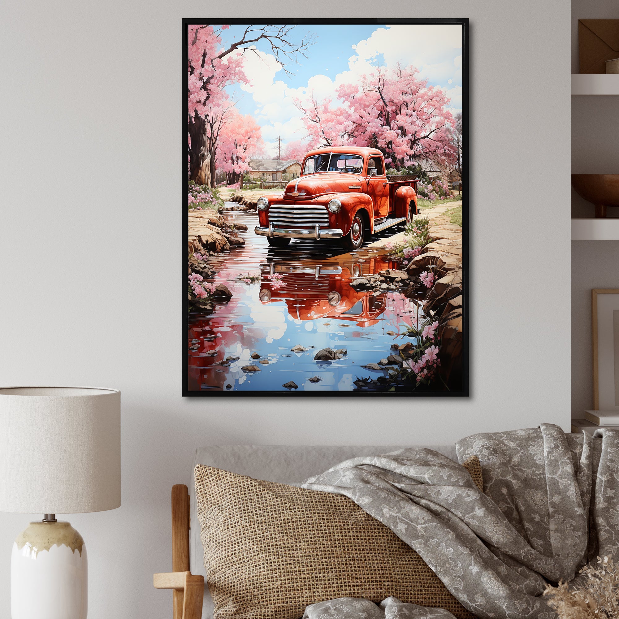 Red Pickup Truck Whispers Of - Pickup Truck Canvas Wall Art
