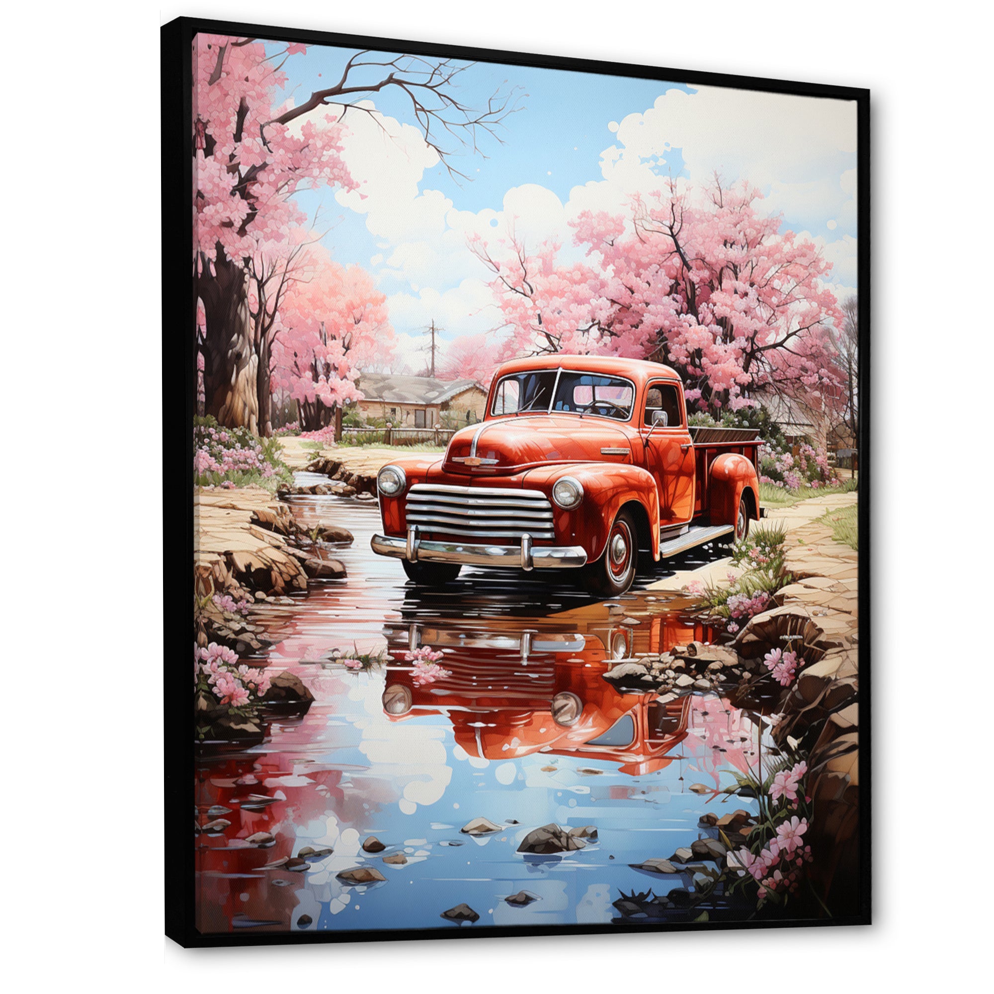 Red Pickup Truck Whispers Of - Pickup Truck Canvas Wall Art