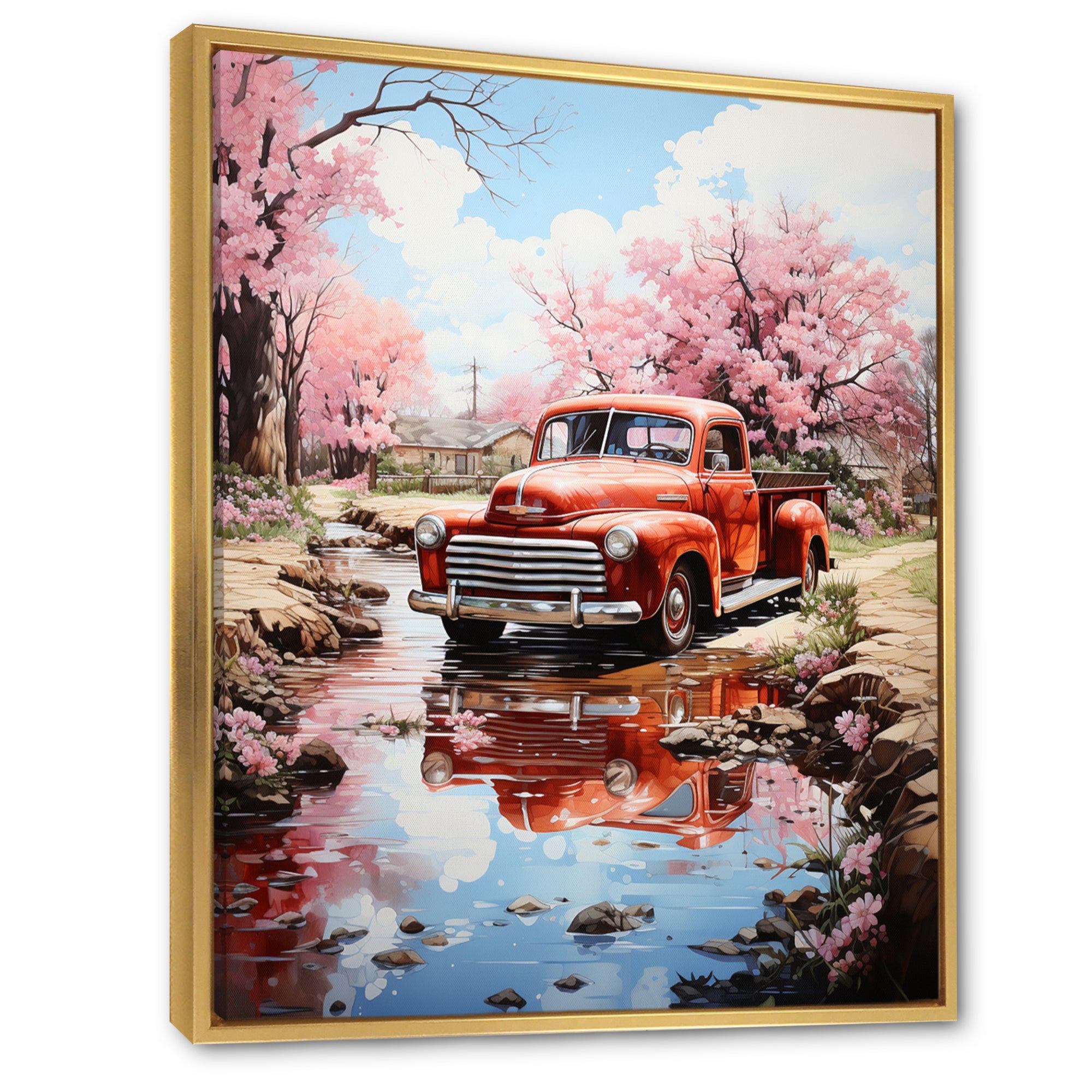 Red Pickup Truck Whispers Of - Pickup Truck Canvas Wall Art