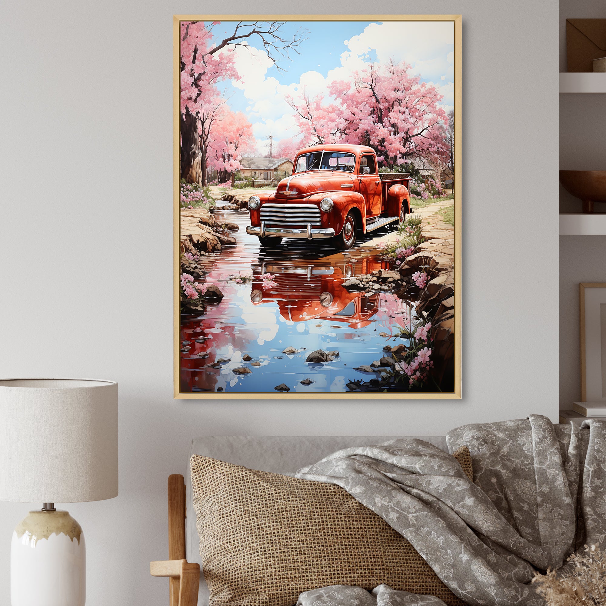 Red Pickup Truck Whispers Of - Pickup Truck Canvas Wall Art