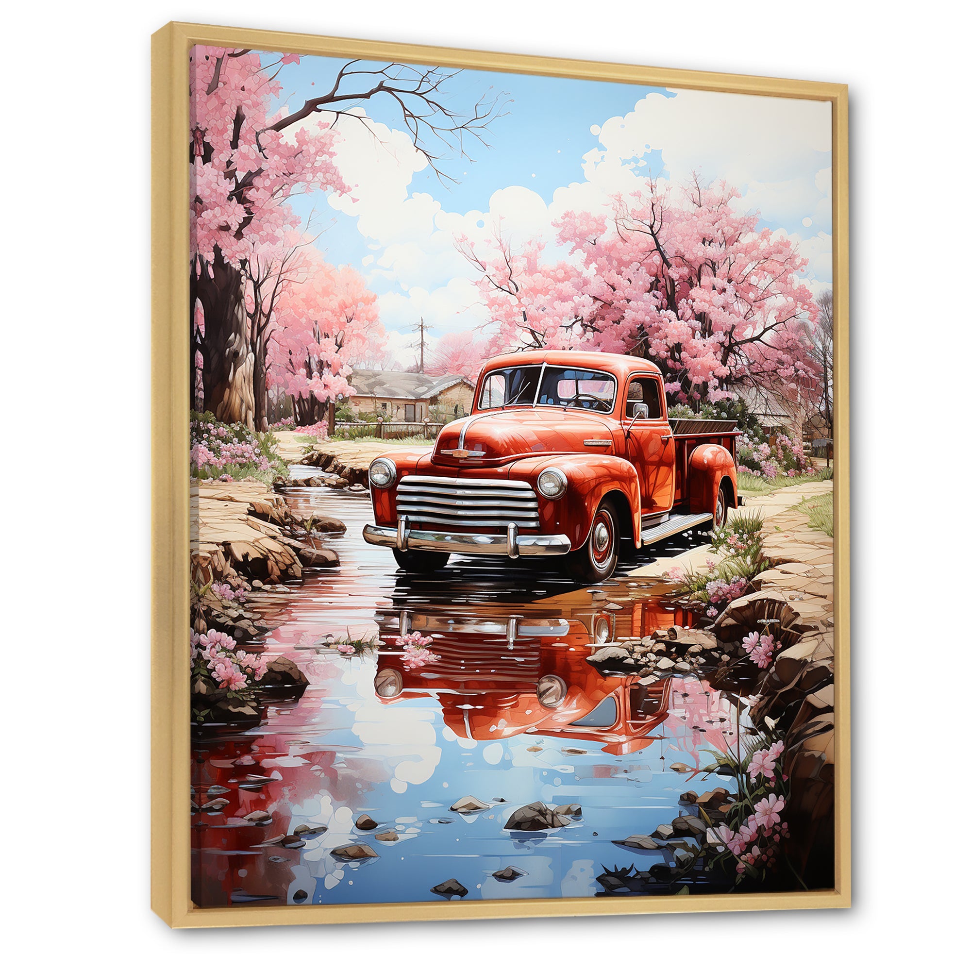 Red Pickup Truck Whispers Of - Pickup Truck Canvas Wall Art