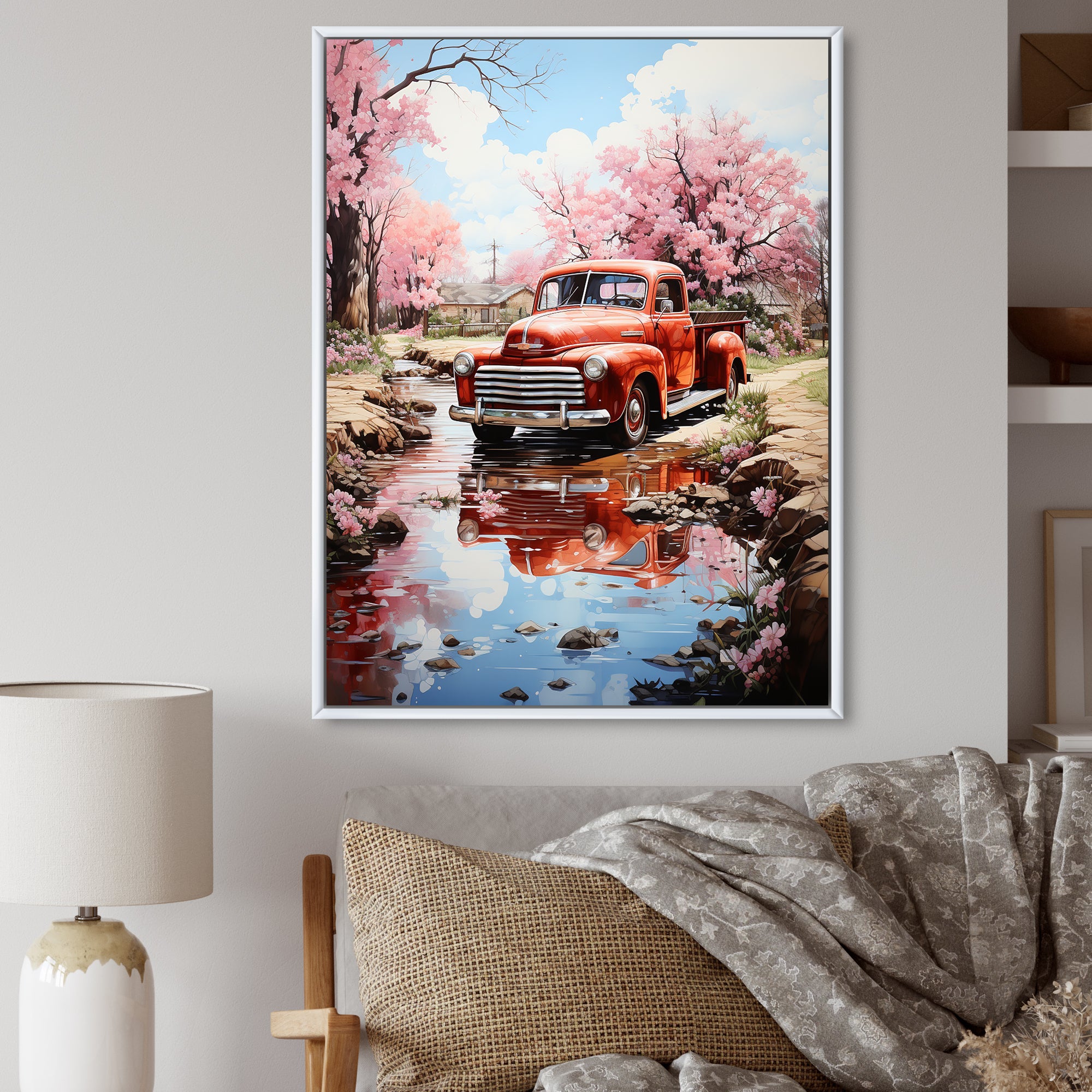 Red Pickup Truck Whispers Of - Pickup Truck Canvas Wall Art