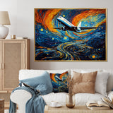 Plane In Cosmic Sojourn - Plane Canvas Wall Art