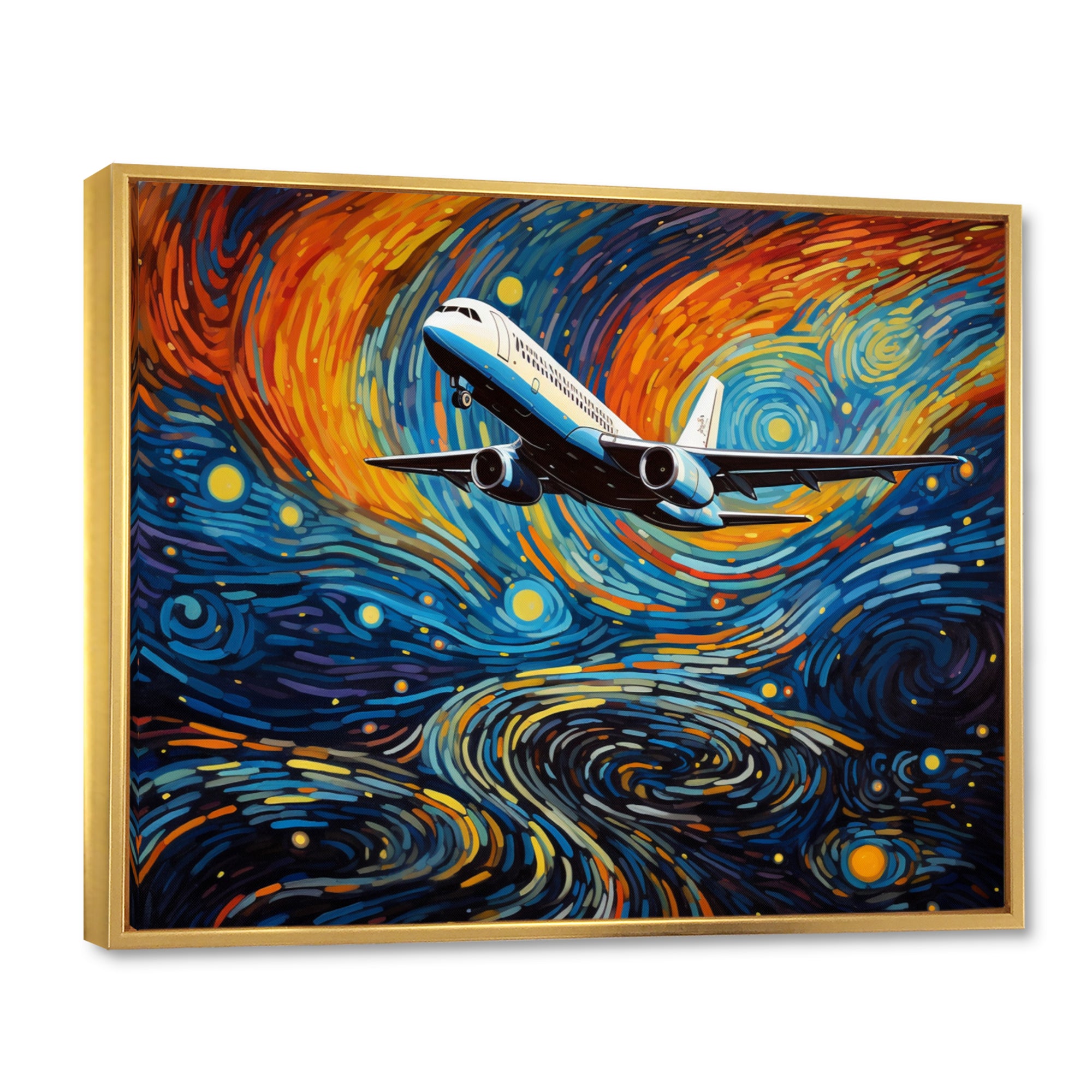 Plane In Cosmic Sojourn - Plane Canvas Wall Art