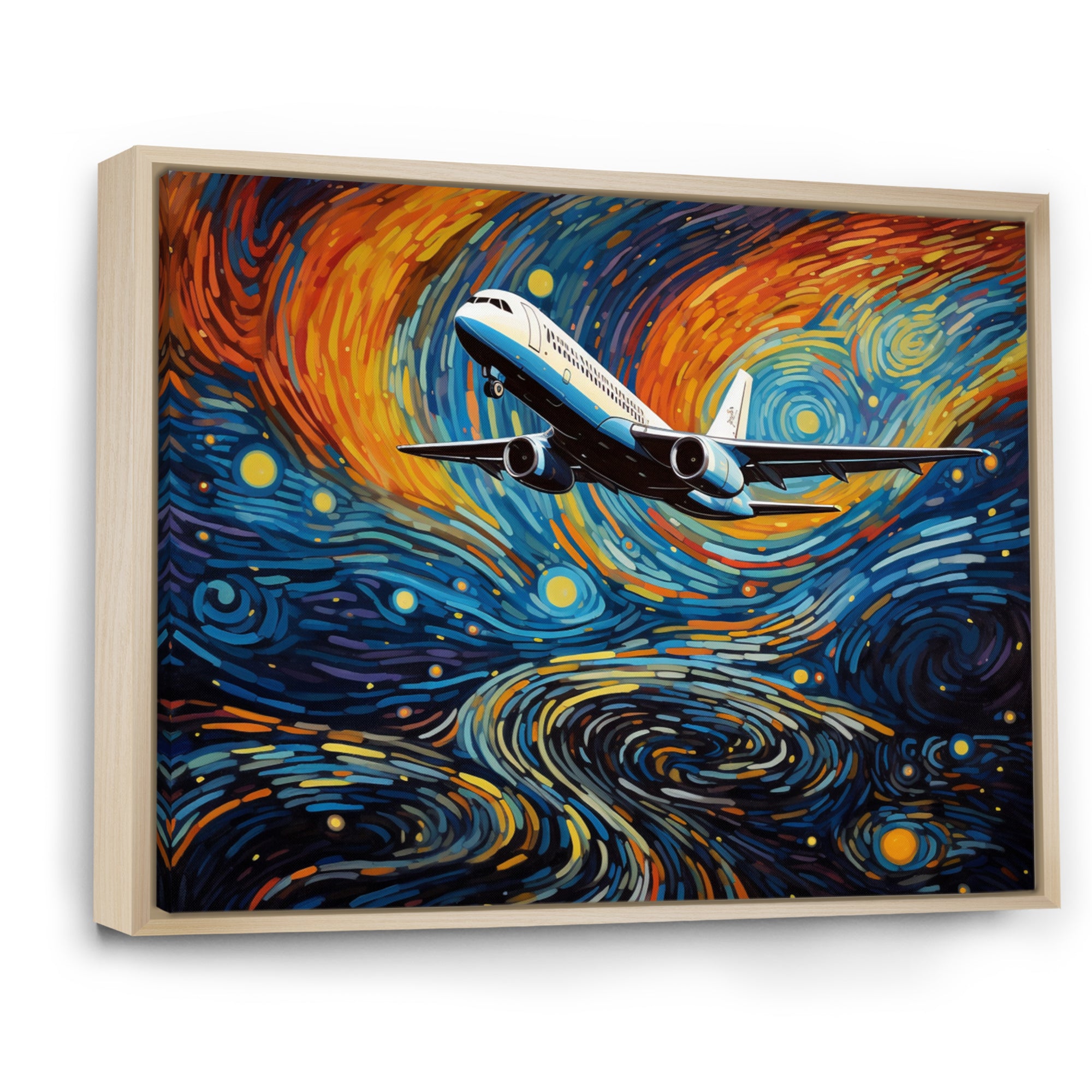 Plane In Cosmic Sojourn - Plane Canvas Wall Art