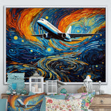 Plane In Cosmic Sojourn - Plane Canvas Wall Art