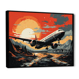 Orange Sunset Overs The Plane Flight - Plane Canvas Wall Art