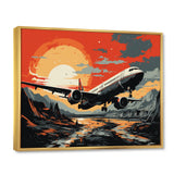 Orange Sunset Overs The Plane Flight - Plane Canvas Wall Art