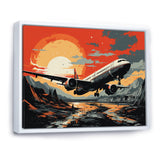 Orange Sunset Overs The Plane Flight - Plane Canvas Wall Art