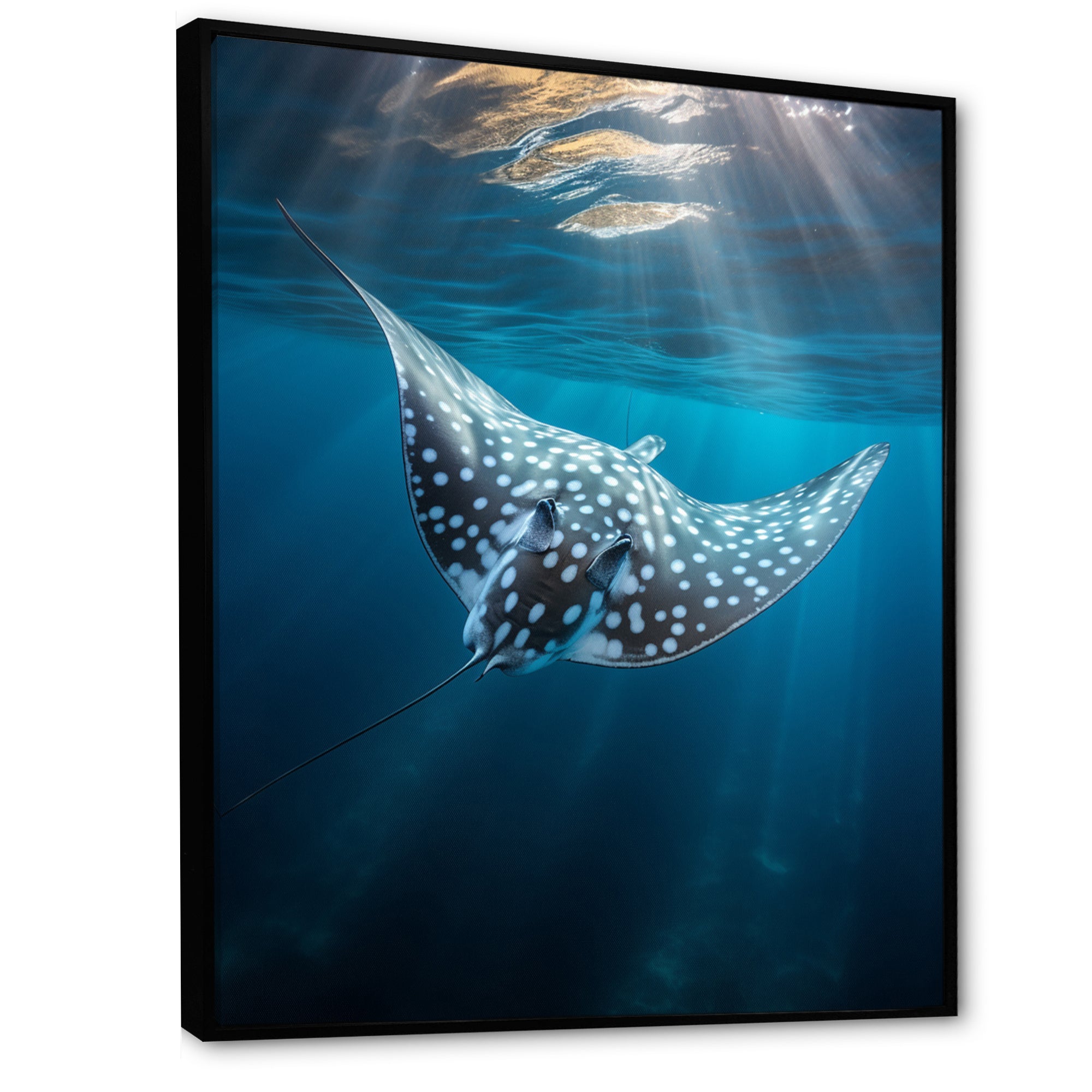 Ray Graceful Glide Ocean - Ray Canvas Wall Art