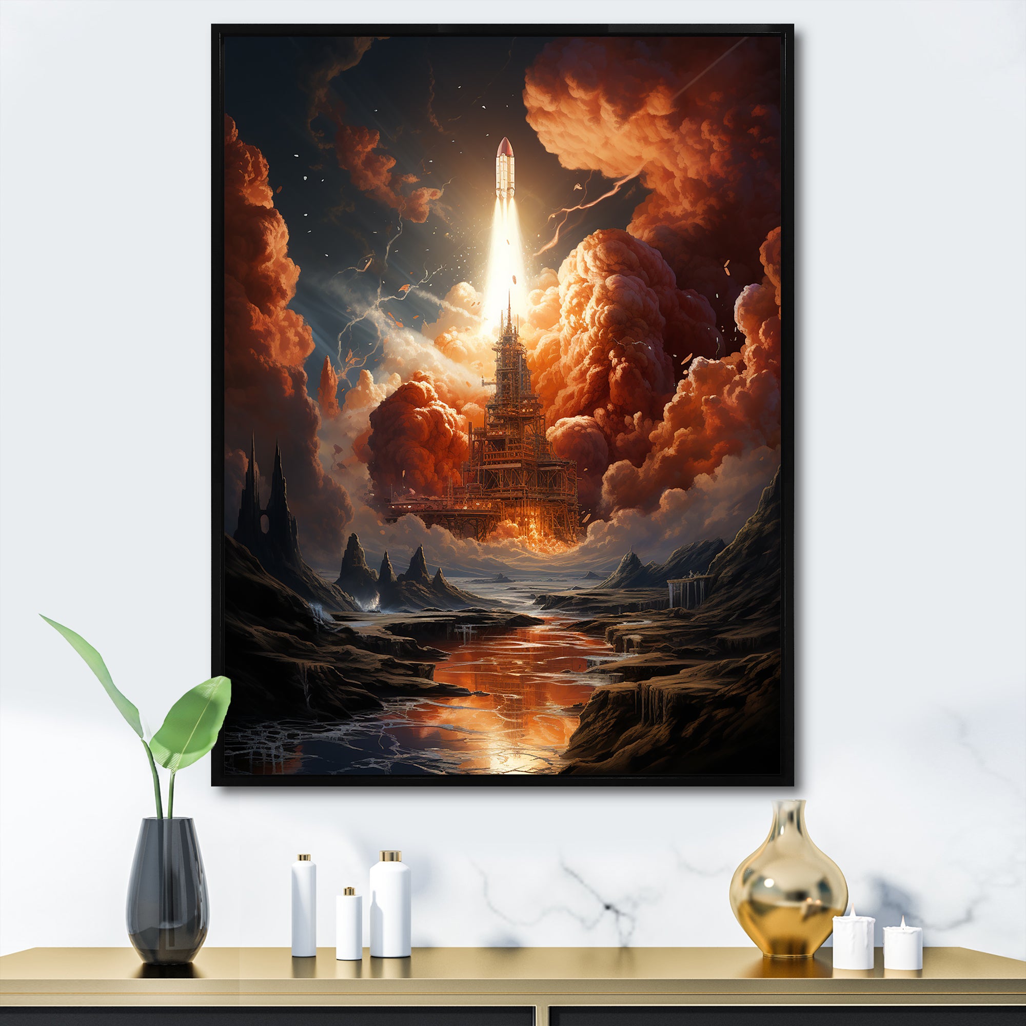 Rocketship Celestial Choreography - Rocketship Canvas Wall Art