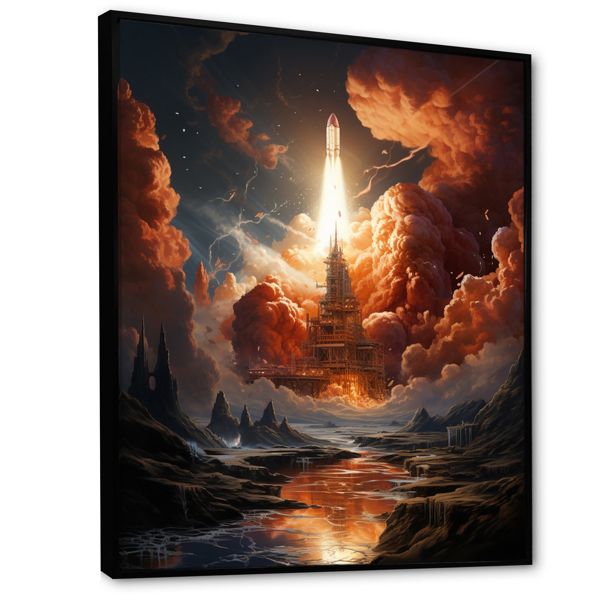 Rocketship Celestial Choreography - Rocketship Canvas Wall Art