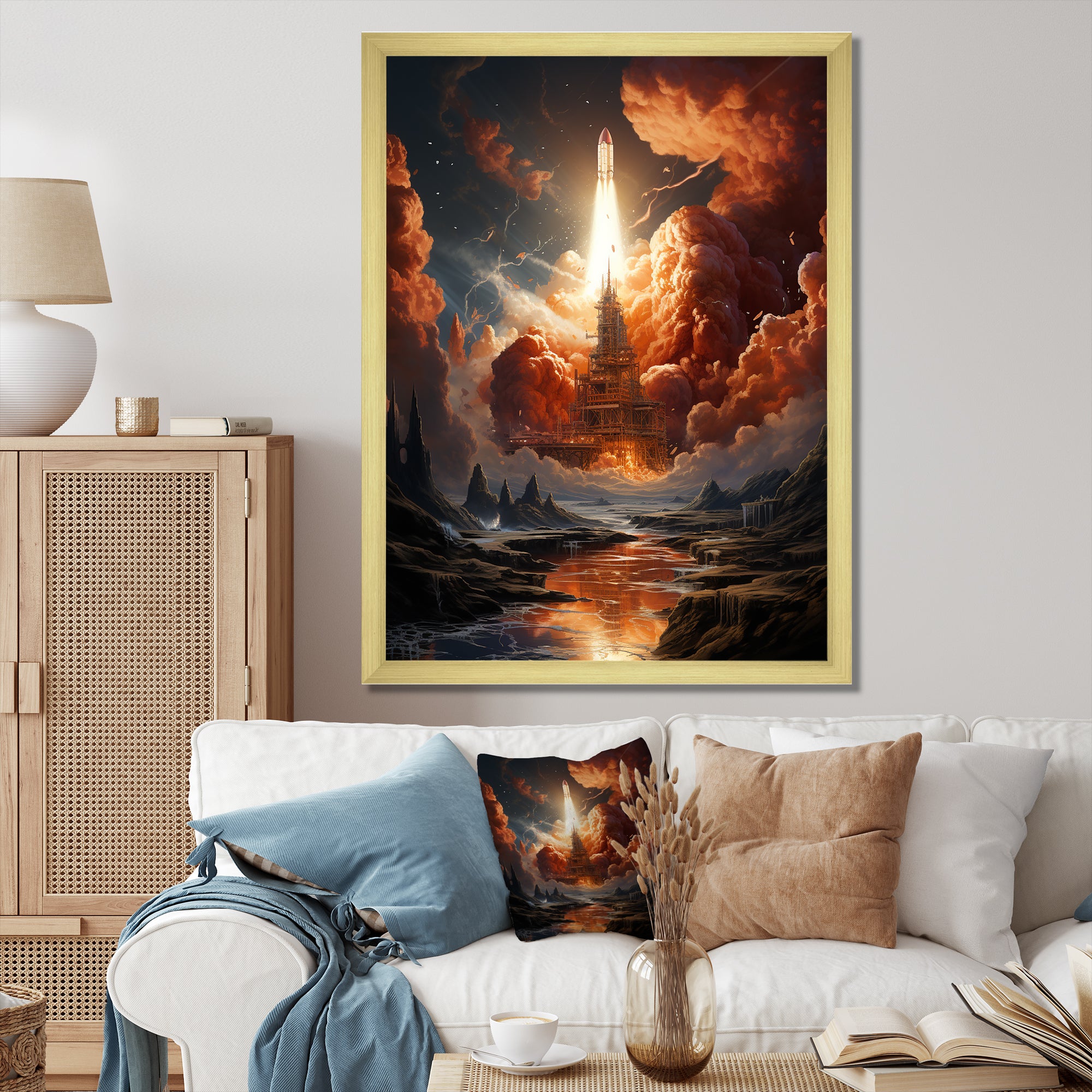 Rocketship Celestial Choreography - Rocketship Canvas Wall Art