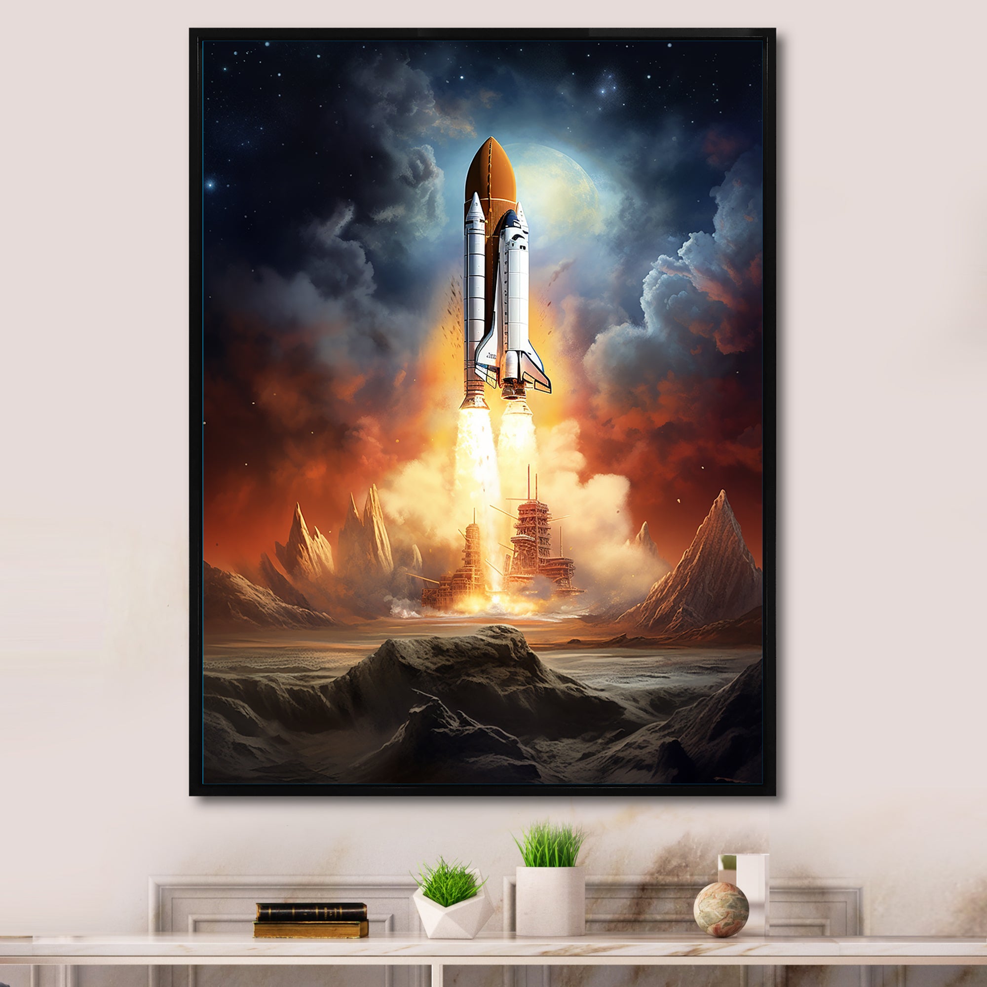 Rocketship Celestial Dreams - Rocketship Canvas Wall Art