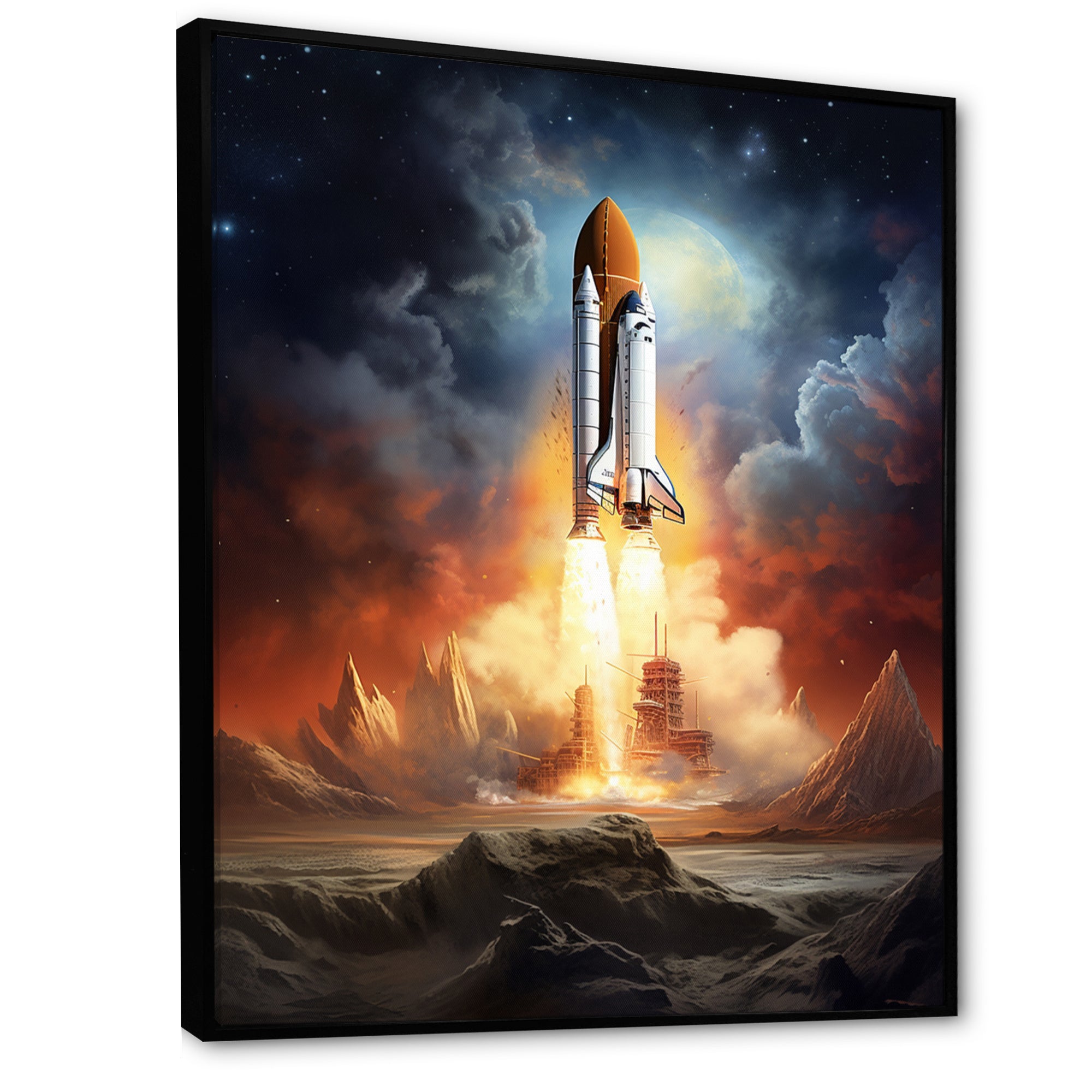 Rocketship Celestial Dreams - Rocketship Canvas Wall Art