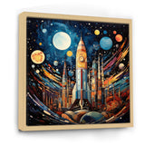 Rocketship Cosmic Collage - Rocketship Canvas Wall Art