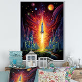Rocketship Cosmic Dreamscape - Rocketship Canvas Wall Art
