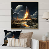 Rocketship Lunar Dreamscape - Rocketship Canvas Wall Art