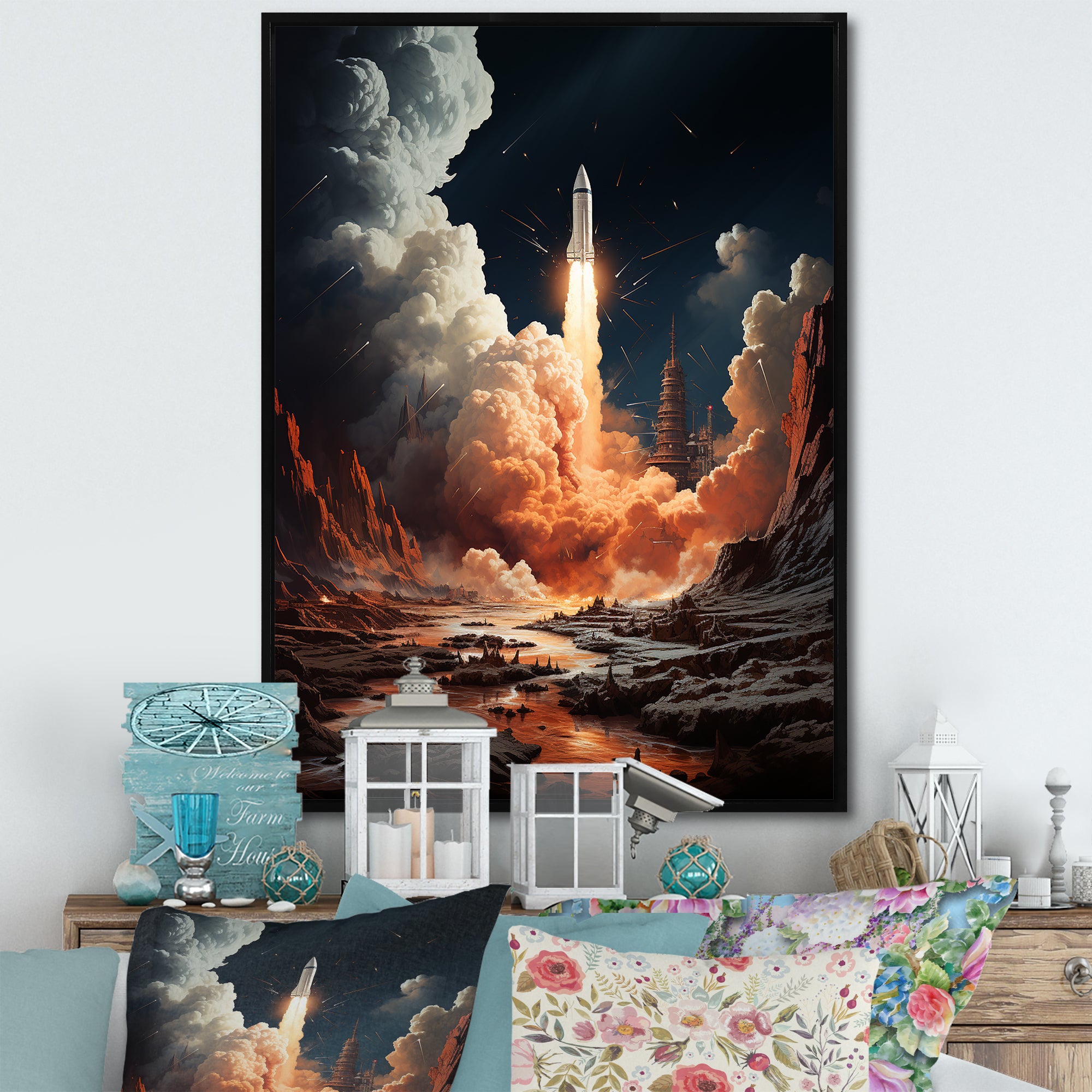 Rocketship Lunar Odyssey - Rocketship Canvas Wall Art