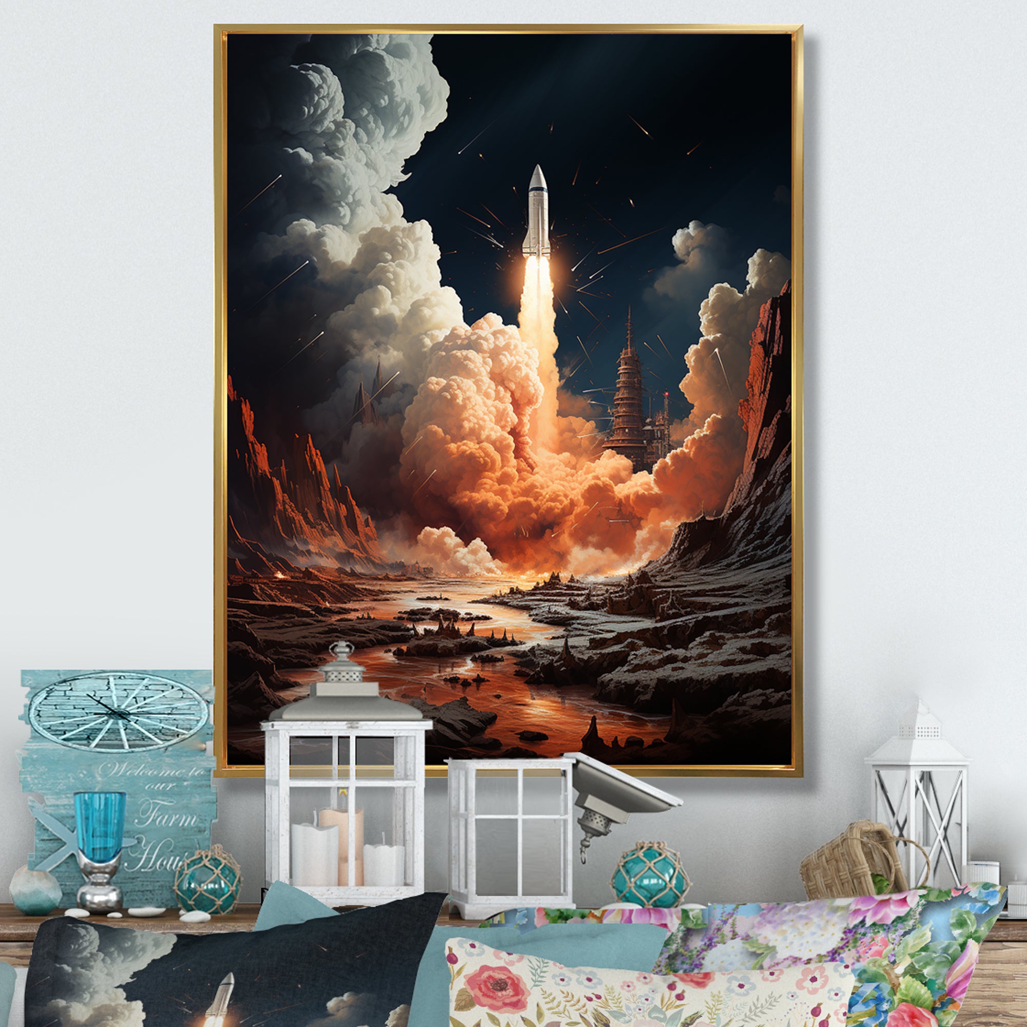 Rocketship Lunar Odyssey - Rocketship Canvas Wall Art