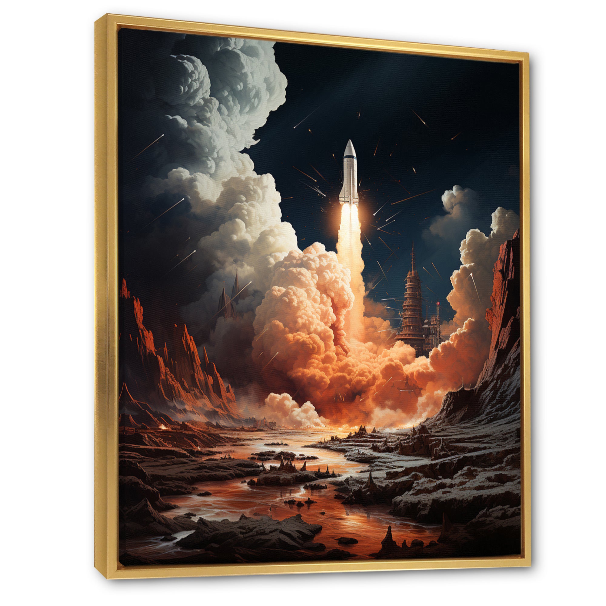 Rocketship Lunar Odyssey - Rocketship Canvas Wall Art