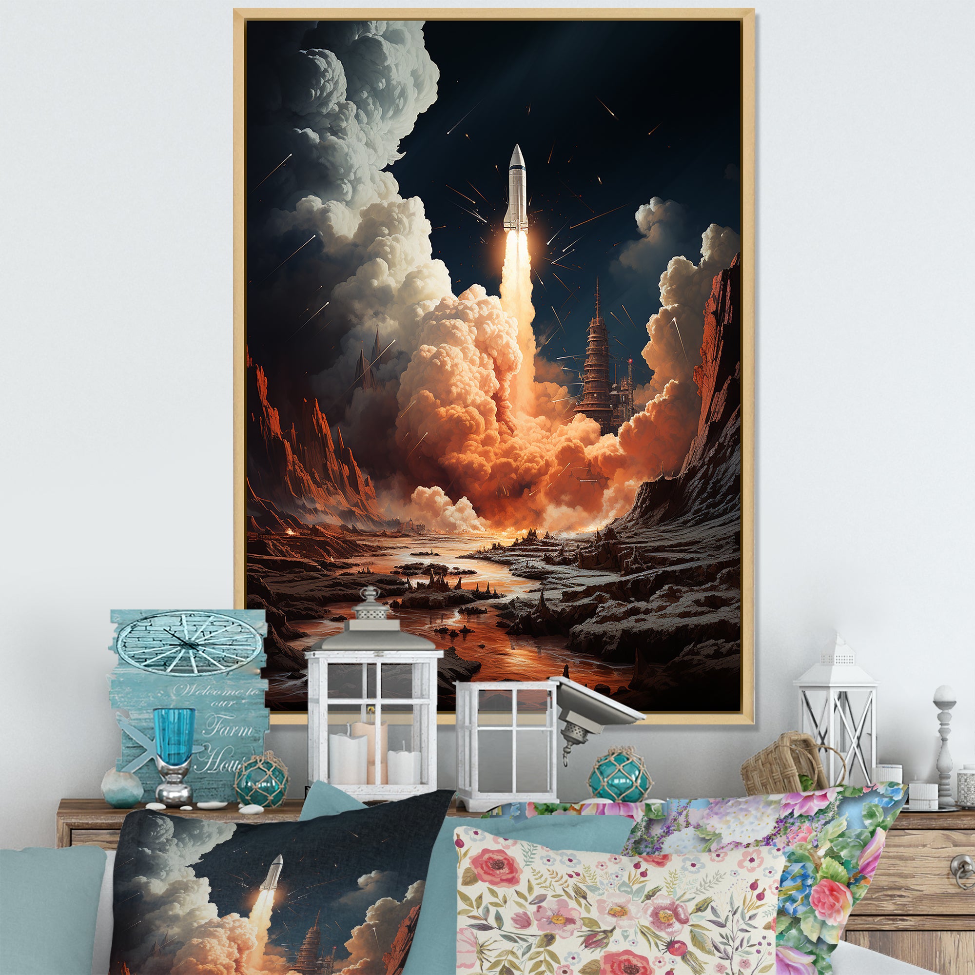 Rocketship Lunar Odyssey - Rocketship Canvas Wall Art