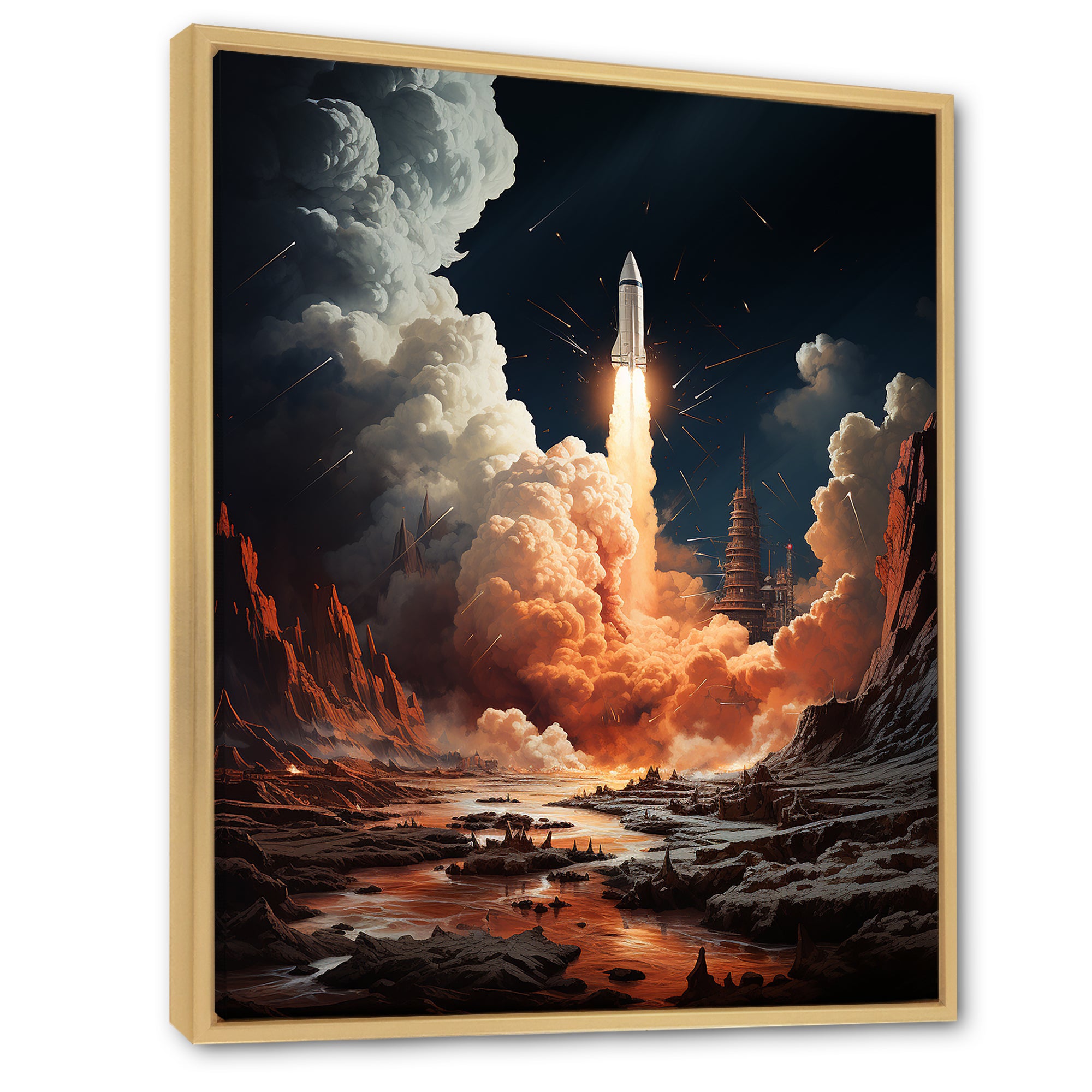 Rocketship Lunar Odyssey - Rocketship Canvas Wall Art