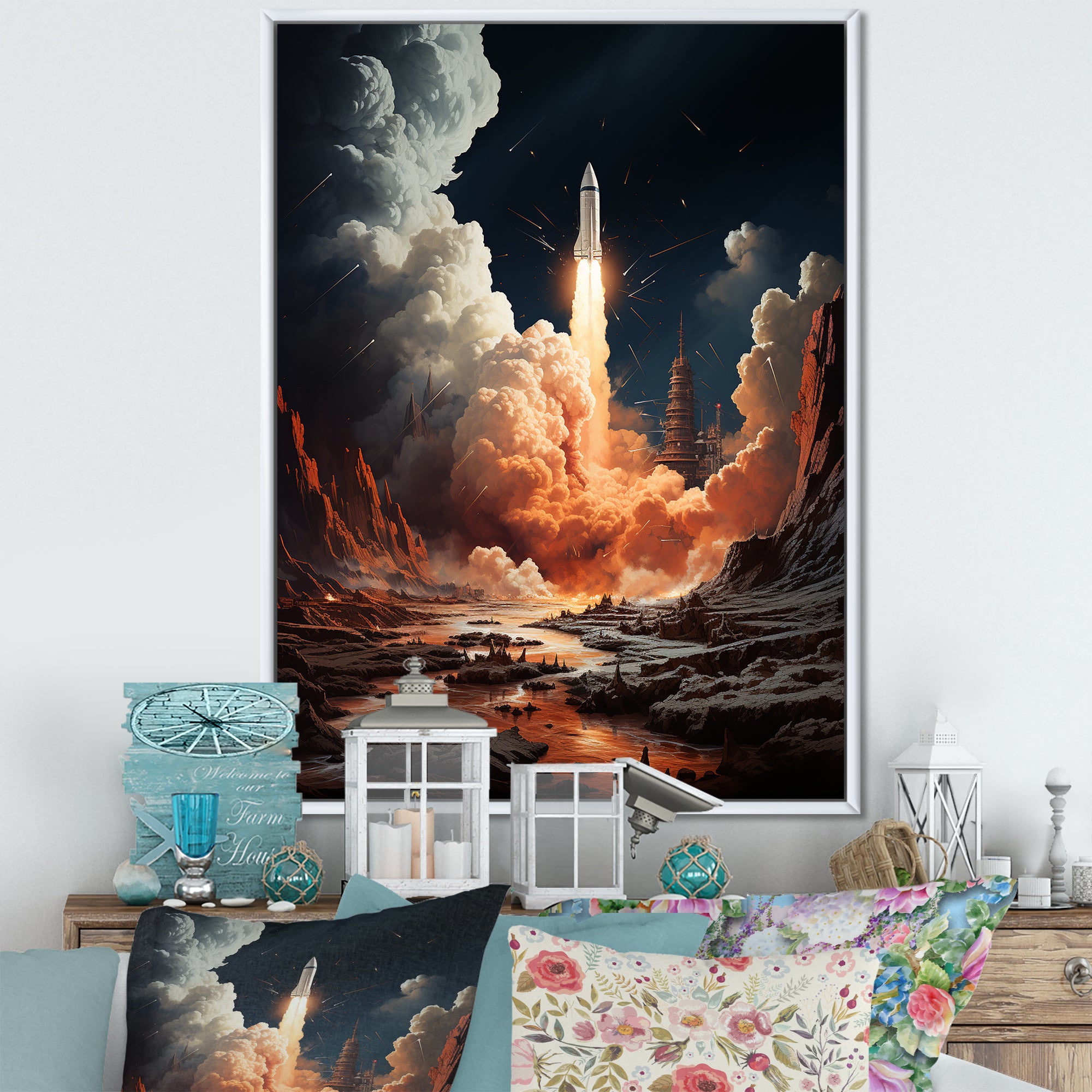 Rocketship Lunar Odyssey - Rocketship Canvas Wall Art