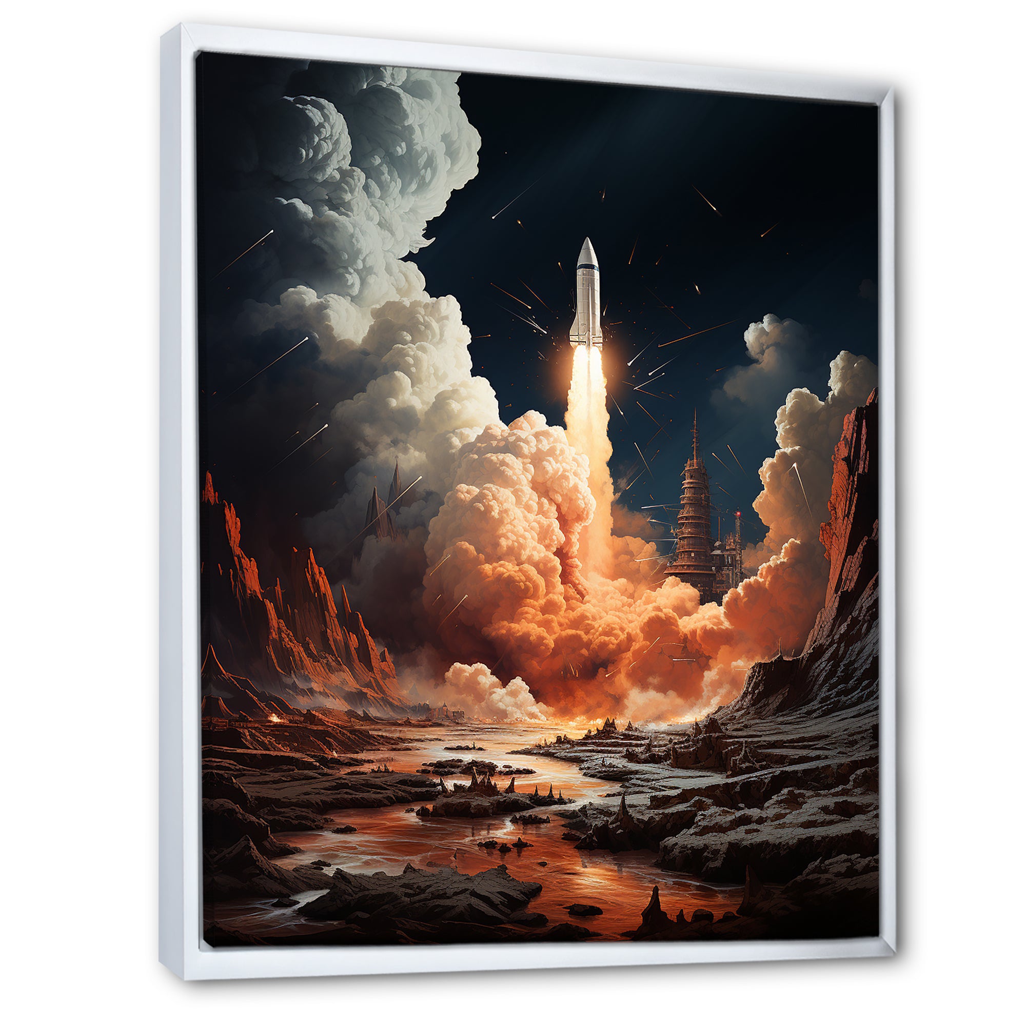 Rocketship Lunar Odyssey - Rocketship Canvas Wall Art
