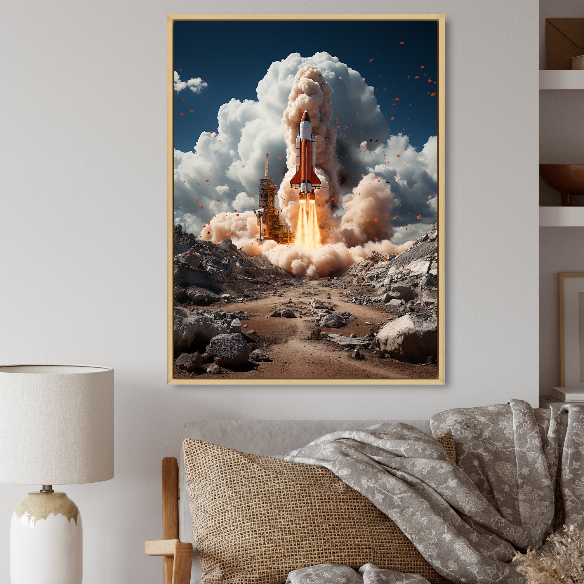Rocketship Ambition To Space - Rocketship Canvas Wall Art